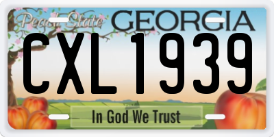 GA license plate CXL1939