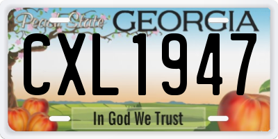 GA license plate CXL1947