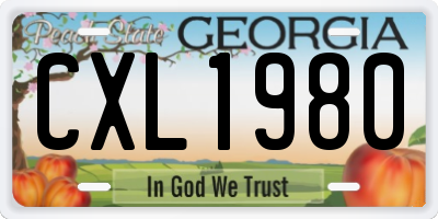 GA license plate CXL1980