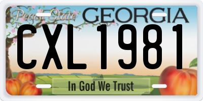 GA license plate CXL1981