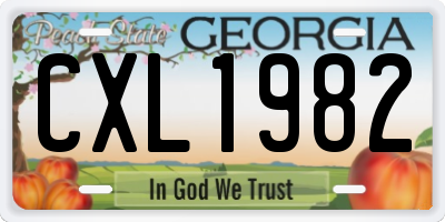 GA license plate CXL1982