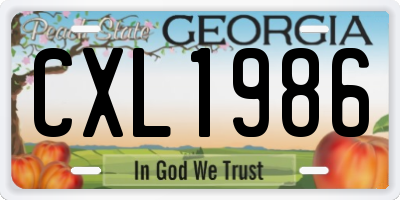 GA license plate CXL1986