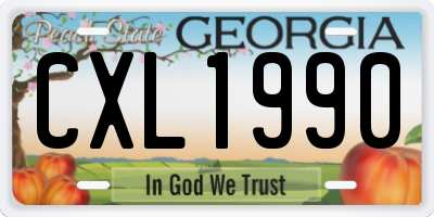 GA license plate CXL1990