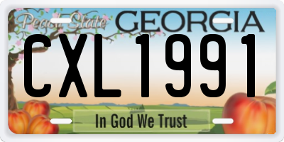 GA license plate CXL1991