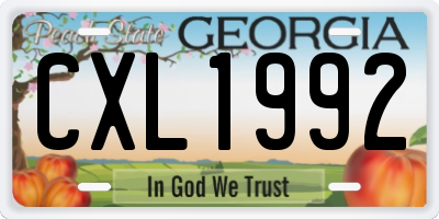 GA license plate CXL1992