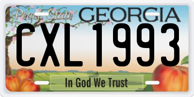GA license plate CXL1993