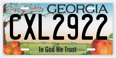 GA license plate CXL2922