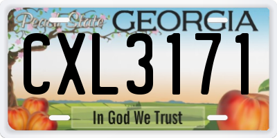 GA license plate CXL3171