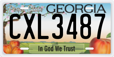 GA license plate CXL3487