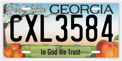 GA license plate CXL3584