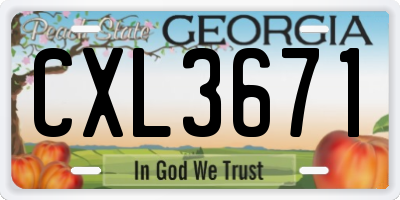GA license plate CXL3671