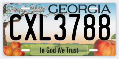 GA license plate CXL3788