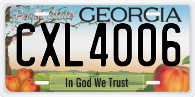 GA license plate CXL4006