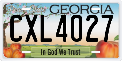GA license plate CXL4027