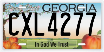 GA license plate CXL4277