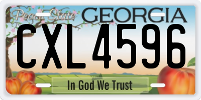 GA license plate CXL4596