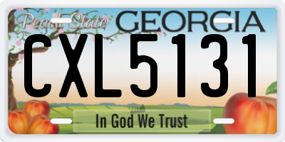 GA license plate CXL5131