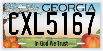 GA license plate CXL5167