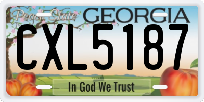 GA license plate CXL5187