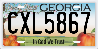 GA license plate CXL5867
