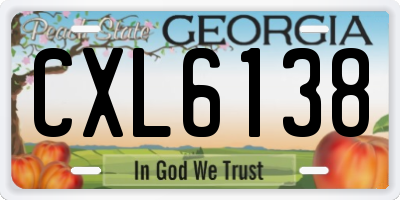 GA license plate CXL6138