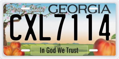 GA license plate CXL7114