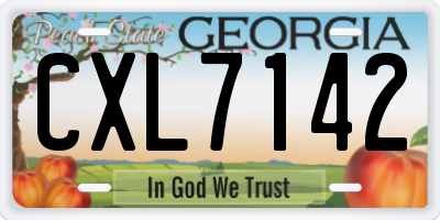 GA license plate CXL7142
