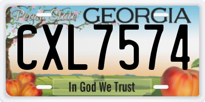 GA license plate CXL7574