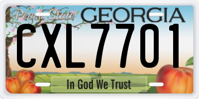 GA license plate CXL7701