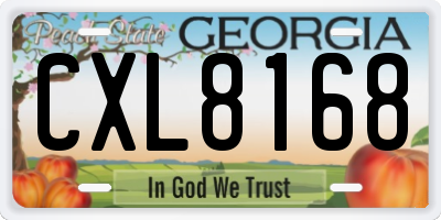 GA license plate CXL8168