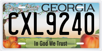 GA license plate CXL9240