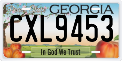 GA license plate CXL9453