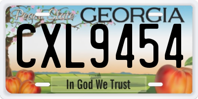 GA license plate CXL9454