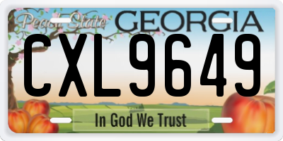 GA license plate CXL9649
