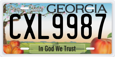 GA license plate CXL9987