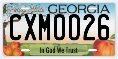 GA license plate CXM0026