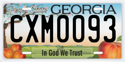 GA license plate CXM0093