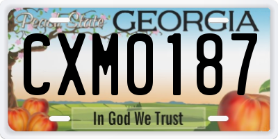 GA license plate CXM0187