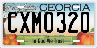 GA license plate CXM0320