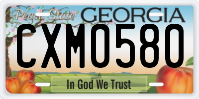 GA license plate CXM0580