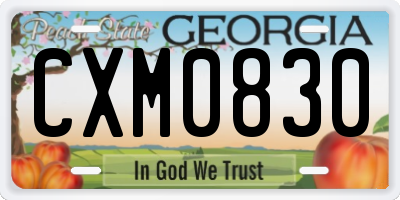 GA license plate CXM0830