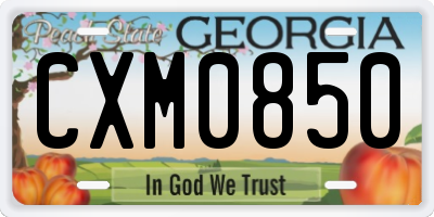 GA license plate CXM0850