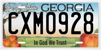 GA license plate CXM0928