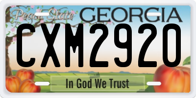 GA license plate CXM2920