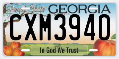 GA license plate CXM3940