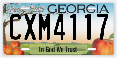 GA license plate CXM4117