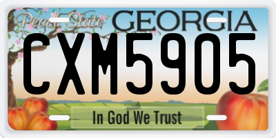 GA license plate CXM5905