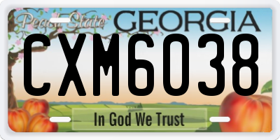 GA license plate CXM6038