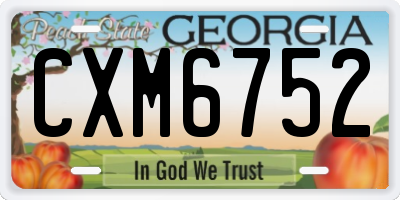 GA license plate CXM6752