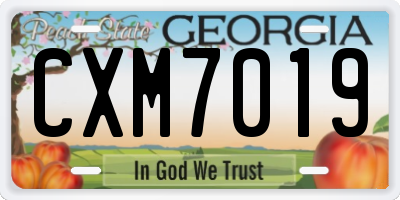 GA license plate CXM7019